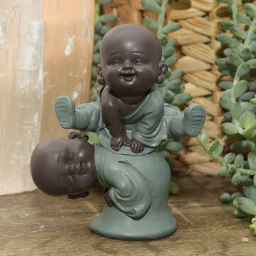 Sage Green Leaping Monks 12cm